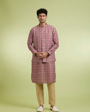 Diwas Men Elegant Lilac Kurta Jacket Set