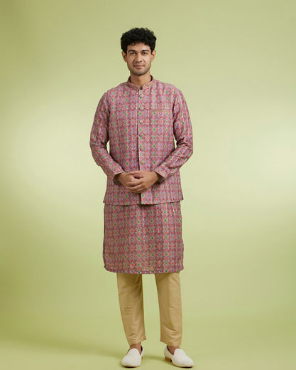 Diwas Men Elegant Lilac Kurta Jacket Set