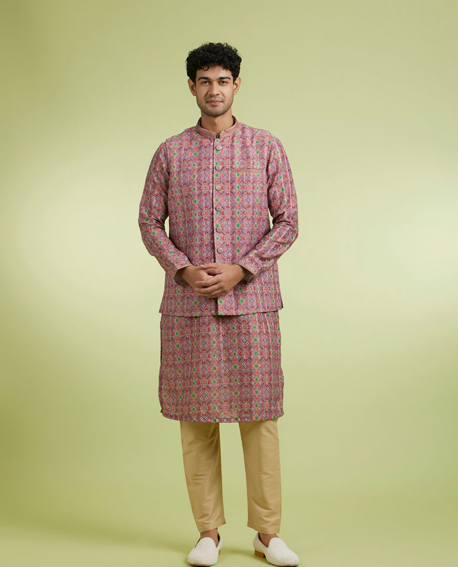 Diwas Men Elegant Lilac Kurta Jacket Set