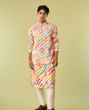 Diwas Men Enthralling Rani Yellow Kurta Jacket Set