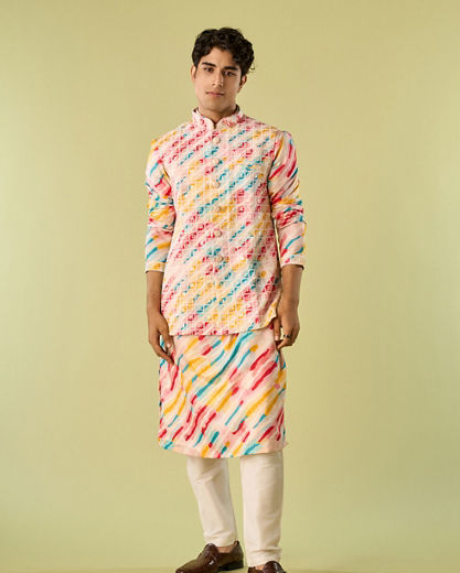 Diwas Men Enthralling Rani Yellow Kurta Jacket Set