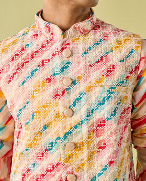 Diwas Men Enthralling Rani Yellow Kurta Jacket Set