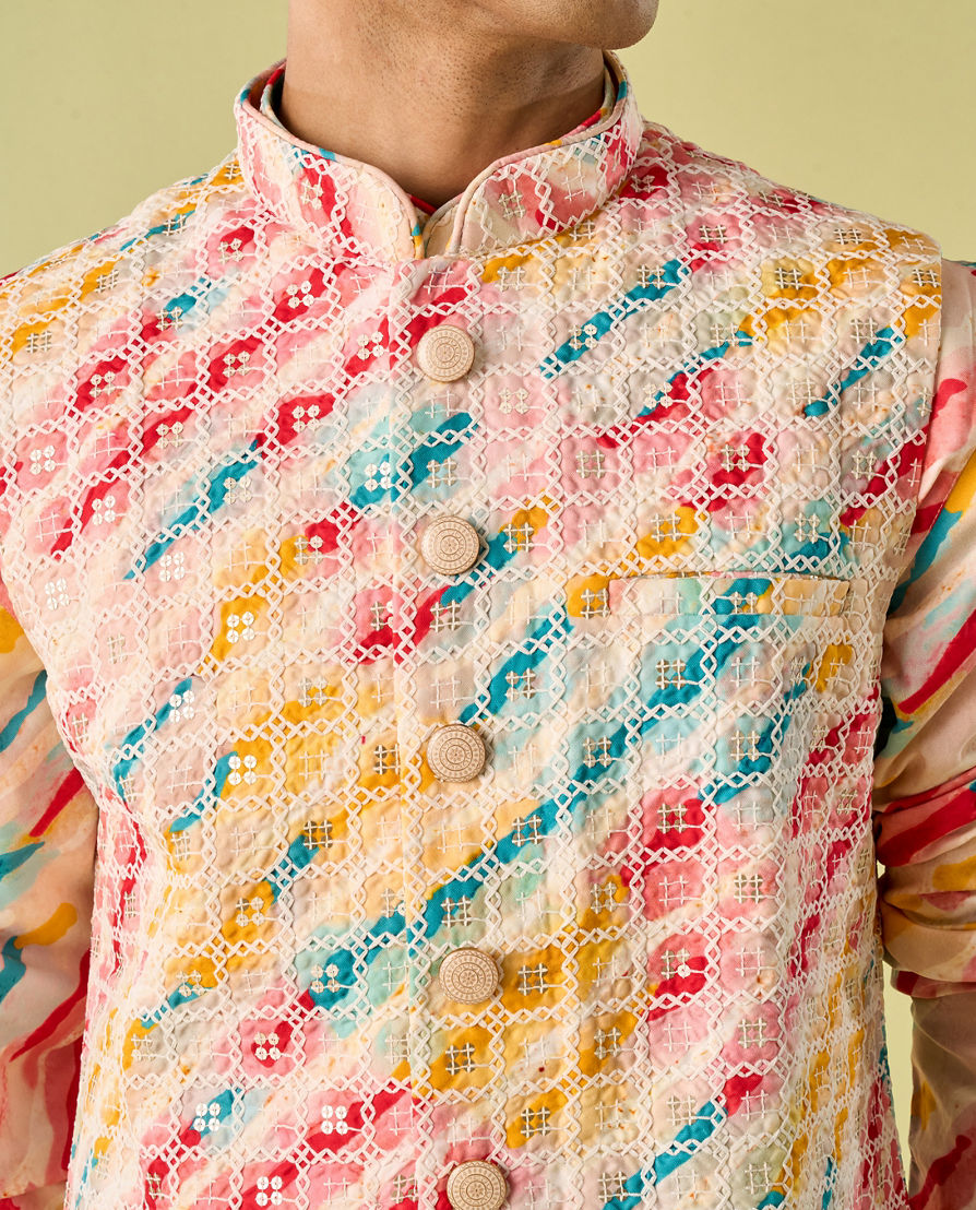 Diwas Men Enthralling Rani Yellow Kurta Jacket Set