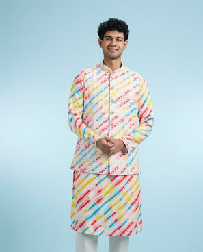 Diwas Men Enthralling Rani Yellow Kurta Jacket Set