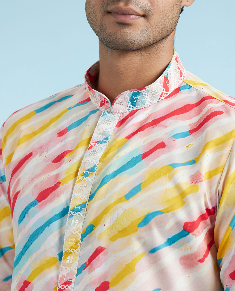 Diwas Men Enthralling Rani Yellow Kurta Jacket Set