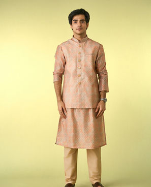 Diwas Men Fawn Elegance Kurta Jacket Set