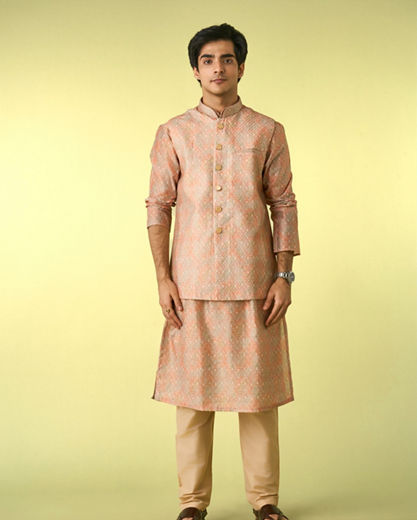 Diwas Men Fawn Elegance Kurta Jacket Set