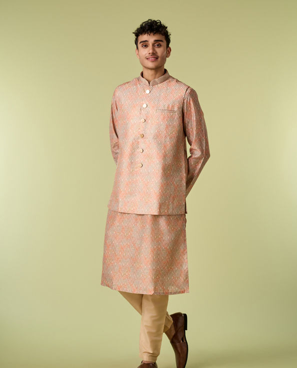 Diwas Men Fawn Elegance Kurta Jacket Set