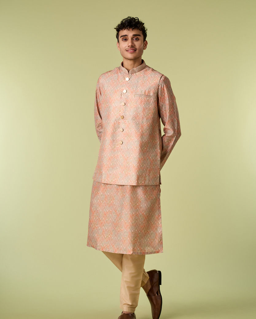 Diwas Men Fawn Elegance Kurta Jacket Set