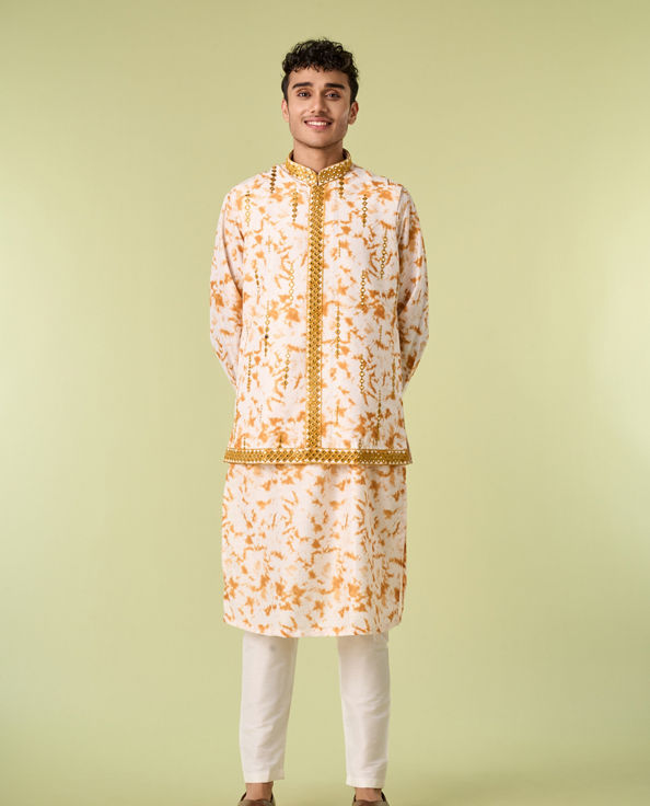 Diwas Men Enigmatic Cream Kurta Jacket Set