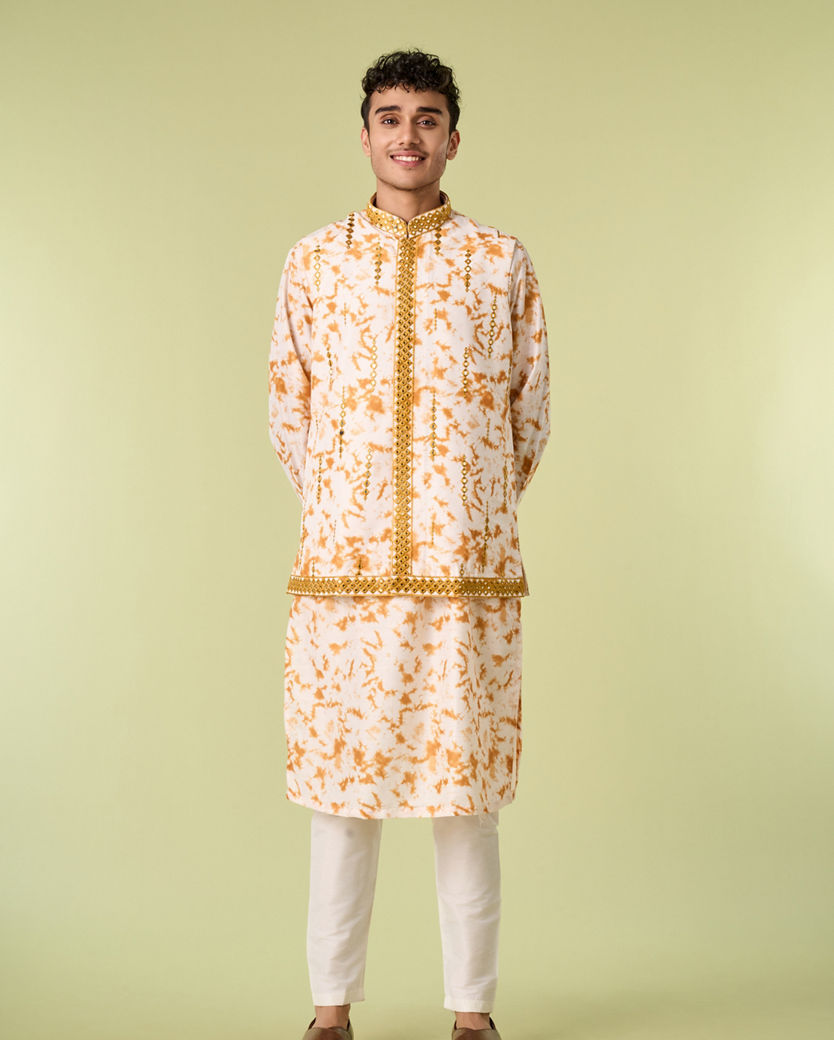 Diwas Men Enigmatic Cream Kurta Jacket Set
