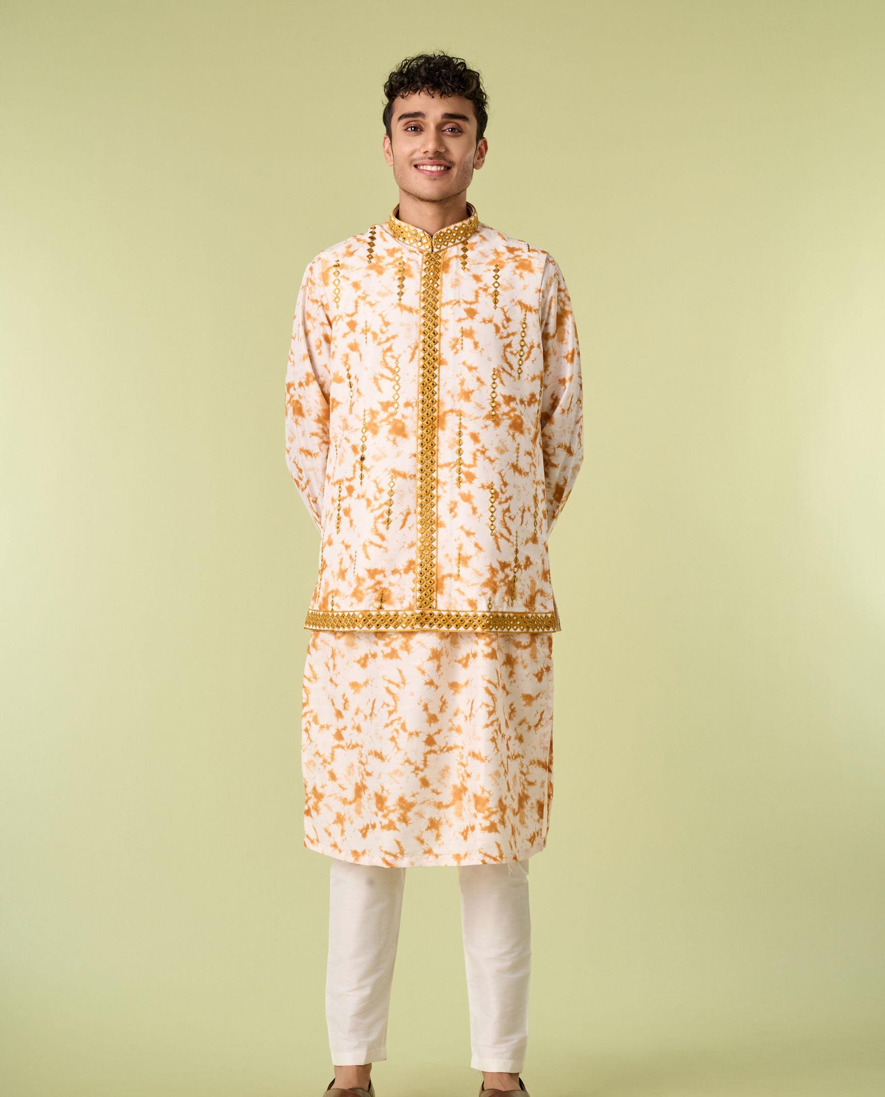 Diwas Men Enigmatic Cream Kurta Jacket Set