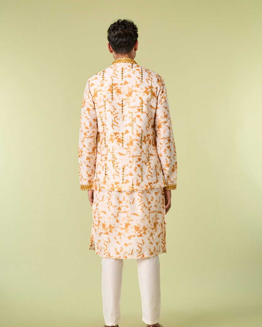 Diwas Men Enigmatic Cream Kurta Jacket Set