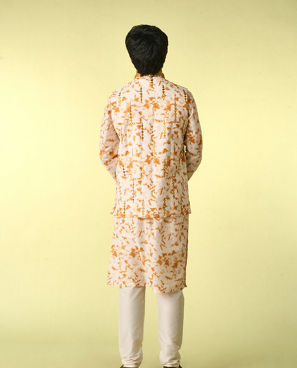 Diwas Men Enigmatic Cream Kurta Jacket Set