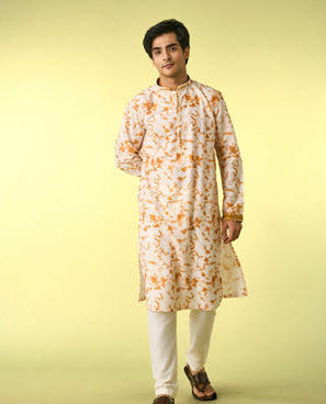 Diwas Men Enigmatic Cream Kurta Jacket Set