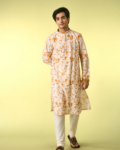 Diwas Men Enigmatic Cream Kurta Jacket Set