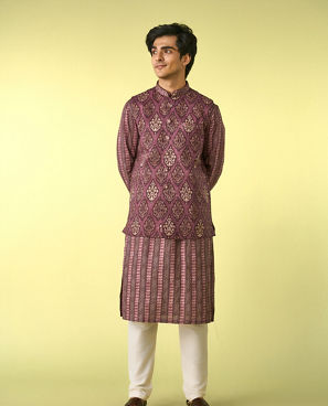 Diwas Men Purple Majesty Kurta Jacket Set