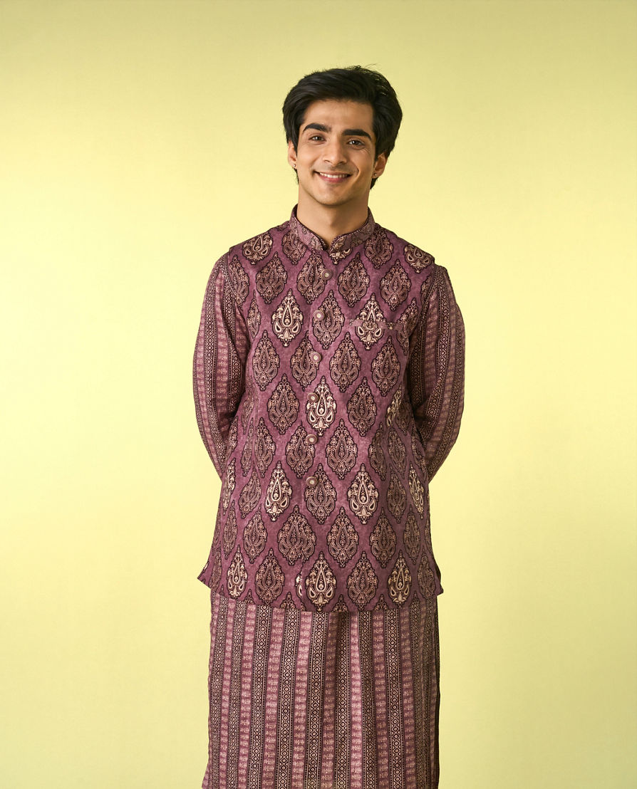 Diwas Men Purple Majesty Kurta Jacket Set