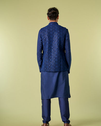Diwas Men Blue Elegance Kurta Jacket Set