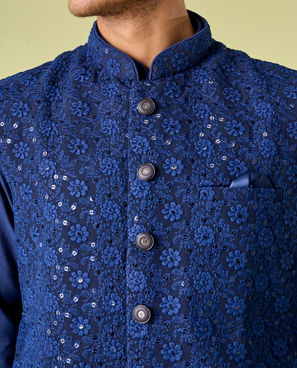 Diwas Men Blue Elegance Kurta Jacket Set