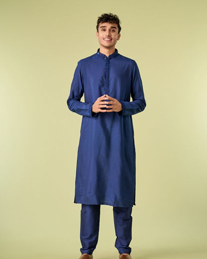 Diwas Men Blue Elegance Kurta Jacket Set