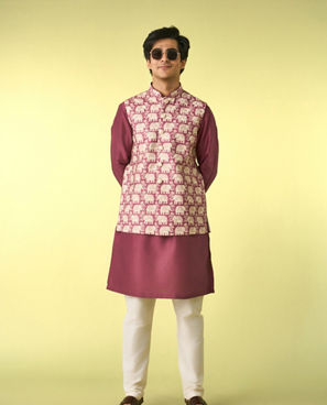 Diwas Men Dusty Pink Radiance Kurta Jacket Set
