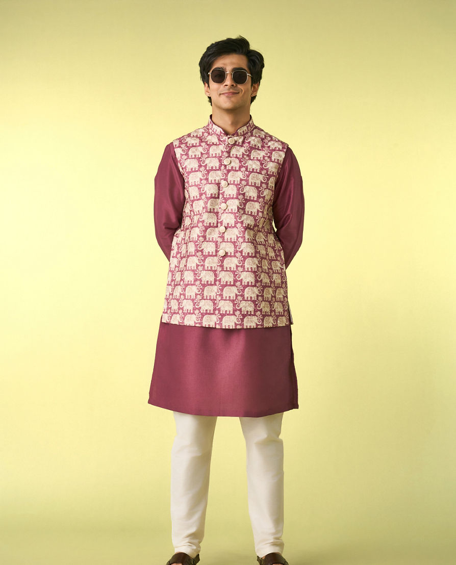 Diwas Men Dusty Pink Radiance Kurta Jacket Set