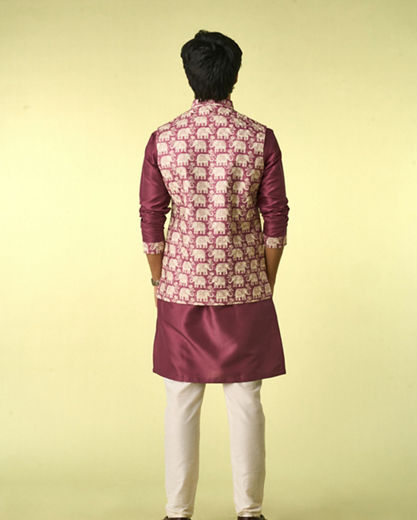 Diwas Men Dusty Pink Radiance Kurta Jacket Set