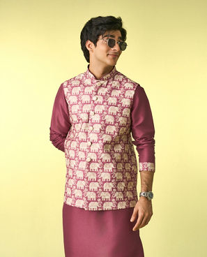 Diwas Men Dusty Pink Radiance Kurta Jacket Set