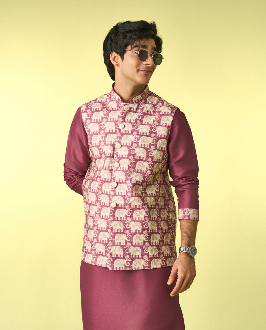 Diwas Men Dusty Pink Radiance Kurta Jacket Set
