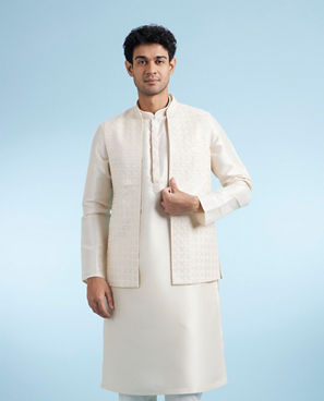 Diwas Men Radiant Cream Kurta Jacket Set