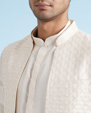 Diwas Men Radiant Cream Kurta Jacket Set