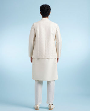 Diwas Men Radiant Cream Kurta Jacket Set