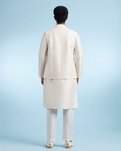 Diwas Men Radiant Cream Kurta Jacket Set