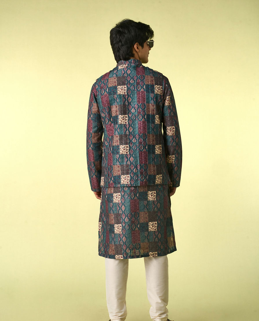 Diwas Men Teal Green Opulence Kurta Jacket Set