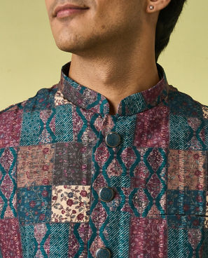 Diwas Men Teal Green Opulence Kurta Jacket Set