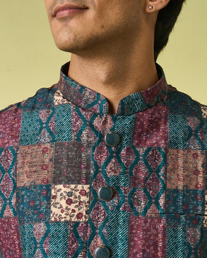 Diwas Men Teal Green Opulence Kurta Jacket Set