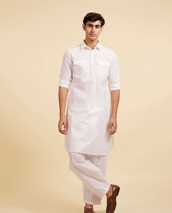 Diwas Men Snow White Pathani Set