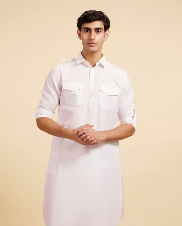 Diwas Men Snow White Pathani Set