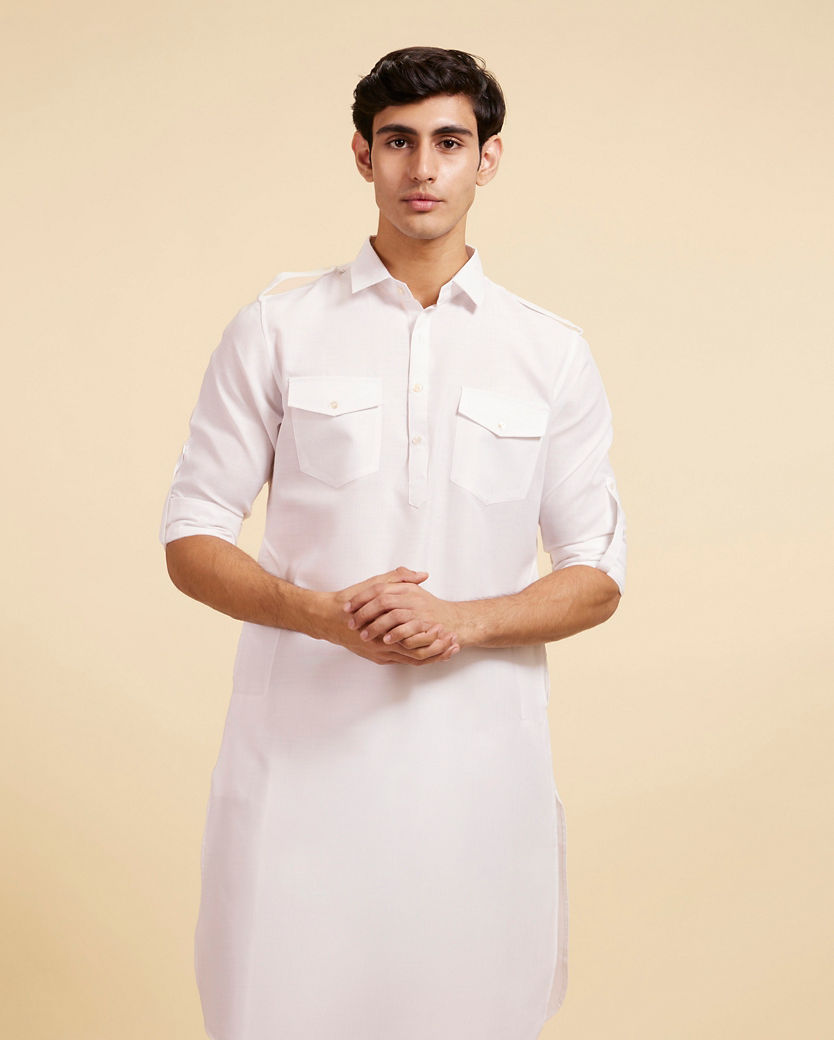 Diwas Men Snow White Pathani Set