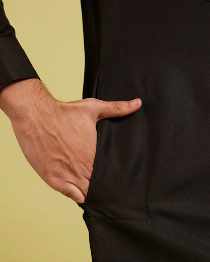 Diwas Men Midnight Black Pathani Set