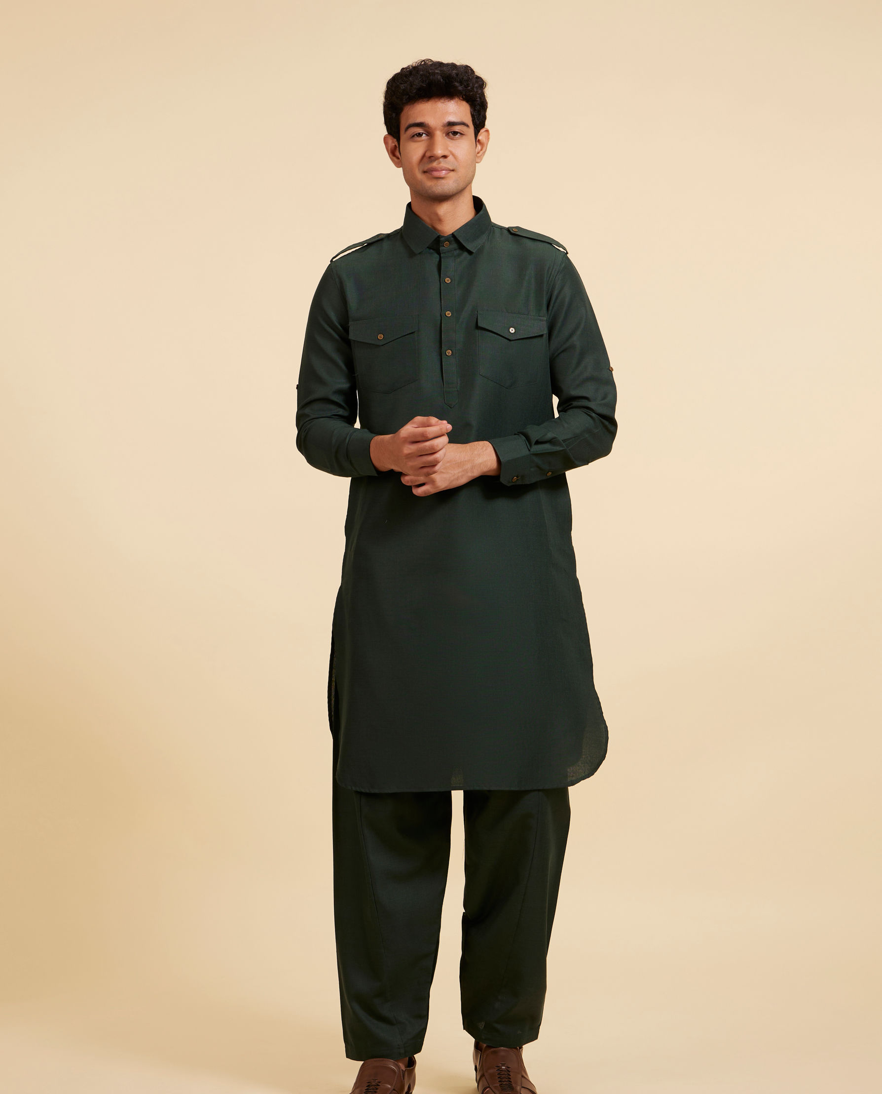 Diwas Men Bottle Green Pathani Set