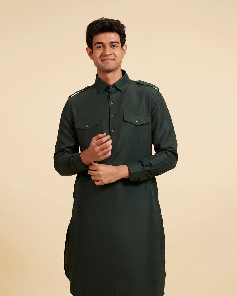 Diwas Men Bottle Green Pathani Set