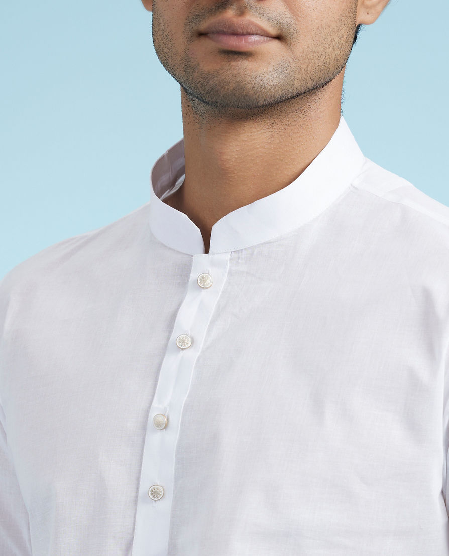 Diwas Men White Festive Short Kurta