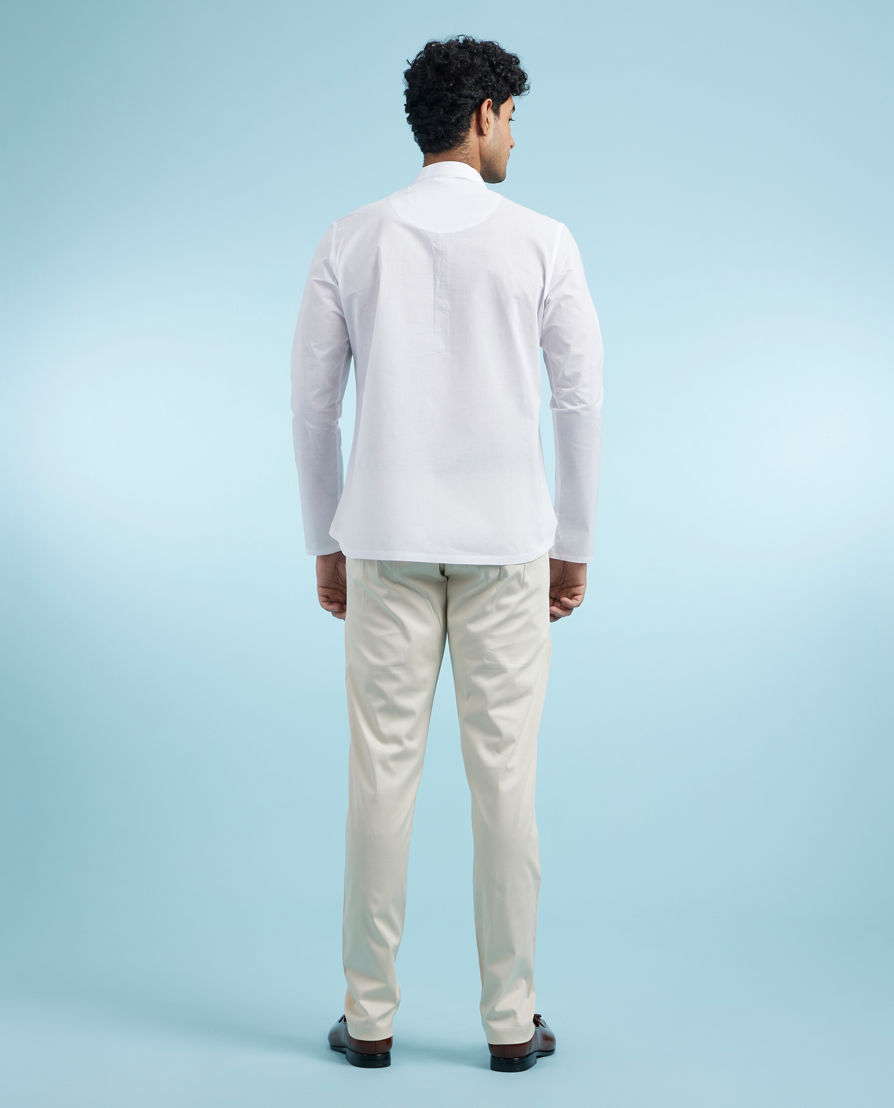 Diwas Men White Festive Short Kurta