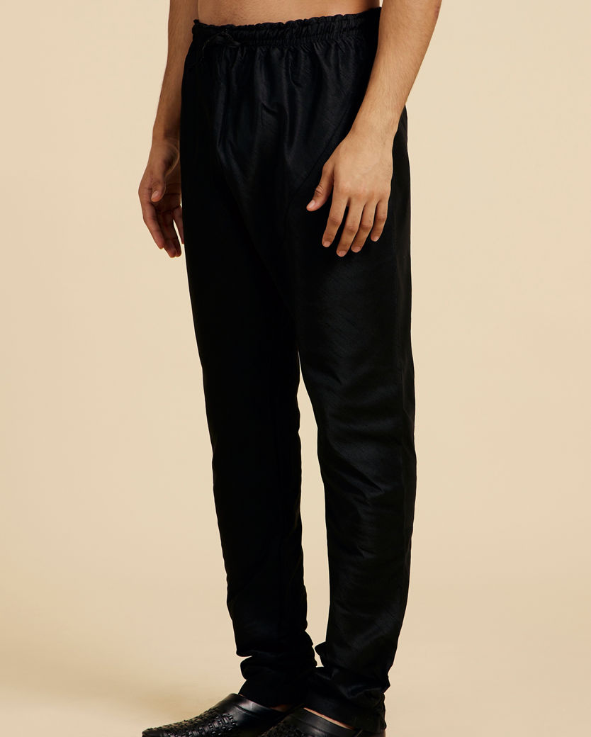 Diwas Men Ebony Black Churidar Pants