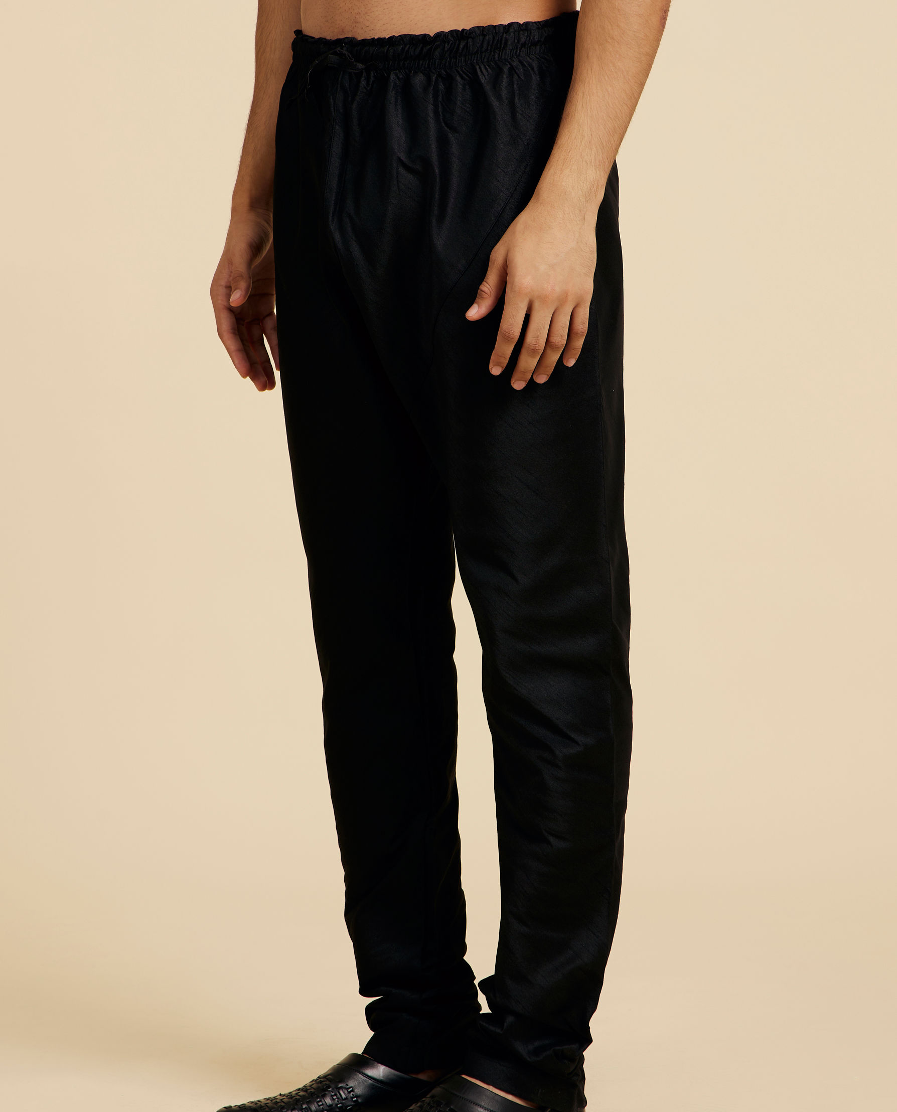 Diwas Men Ebony Black Churidar Pants