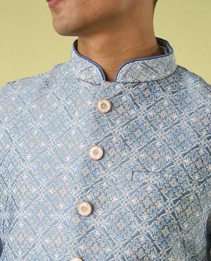 Diwas Men Gorgeous Blue Kurta Jacket Set