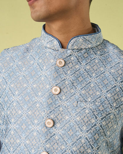 Diwas Men Gorgeous Blue Kurta Jacket Set