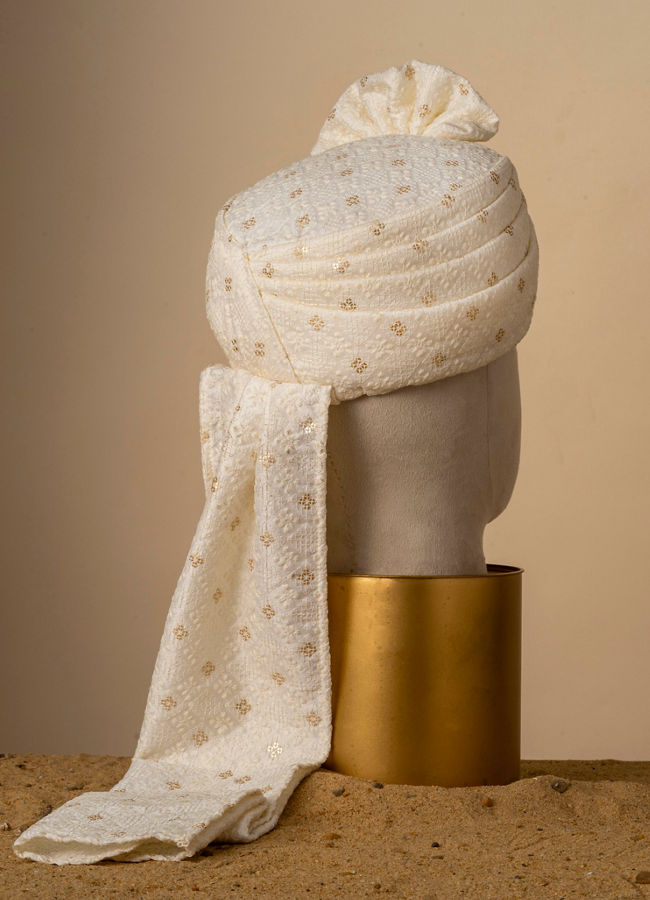 Manyavar Men Cream Elegance Safa